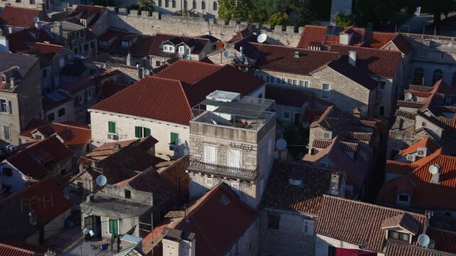 Aerial view of the historic old town in Split.