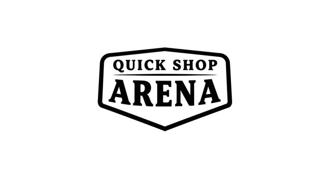 Minimalist shield shaped emblem with bold black text on white background