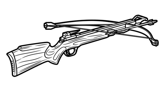 Modern crossbow weapon with telescopic sight and wooden stock