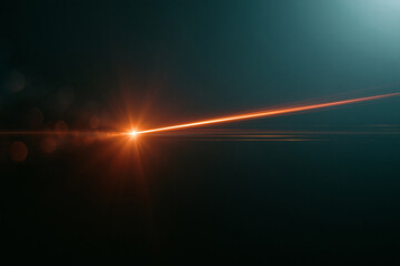 Fototapeta premium Cinematic Lens Flare Background With Orange Light Streak And Moody Teal Bokeh