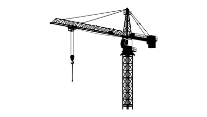 Construction Crane Silhouette: A stark silhouette of a tall tower construction crane stands against a clean backdrop, ready for its next heavy lift. © md