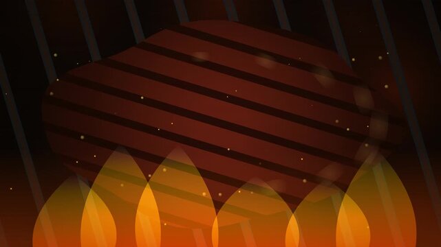 2D Animated BBQ Steak Grilling over Fire