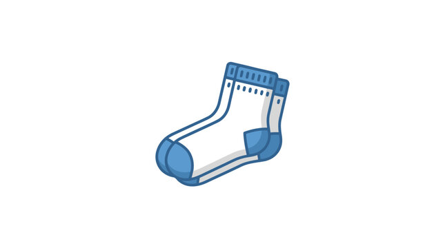 Pair of white and blue socks isolated on white background simple design