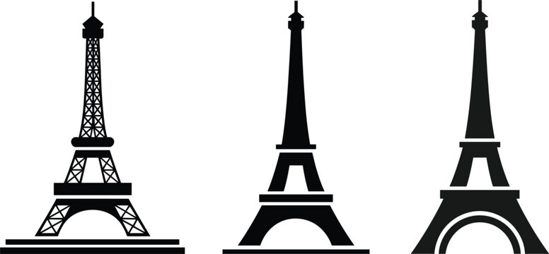 Eiffel Tower vector icons, Paris landmark, travel, architecture, monument, silhouette, France