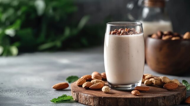 Almond beverage in glass