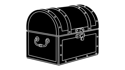 Treasure Chest Silhouette: A classic, vintage treasure chest rendered in a stark silhouette, inviting imagination to fill it with riches and secrets. © Mdalamgir