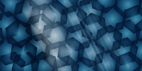 Obraz premium Abstract blue geometric background with hexagons