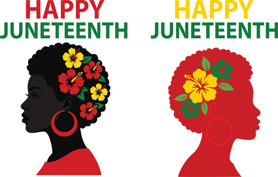 Happy Juneteenth Day African Woman Logo