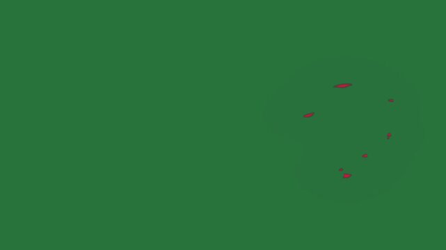 A red object on green background and fire with white border bird is flying in the sky chili green screen animated chromakey background elements expression gesture frame composition