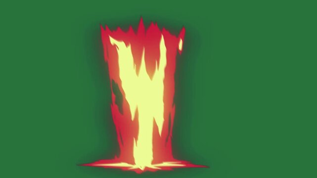 A green screen with fire on it and background red flame dot white border animated chromakey background scene expression composition movement gesture layers creative style cartoonish