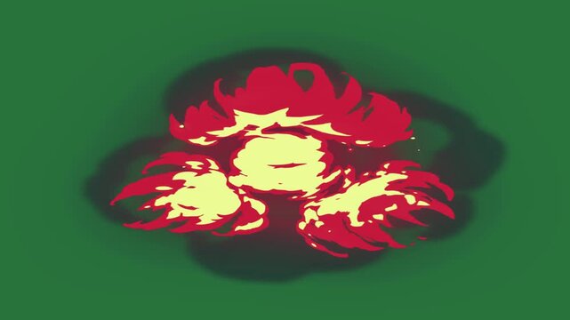 A green screen with bunch of fireworks and background red yellow explosion brain on it dot in the center animated chromakey background figure gesture frame backgrounds expression elements