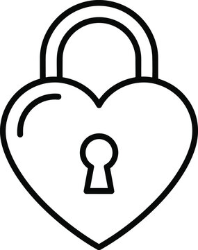 Heart Shaped Lock with Keyhole Isolated on White Background