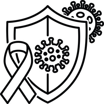 Shield Protecting from Coronavirus with Awareness Ribbon