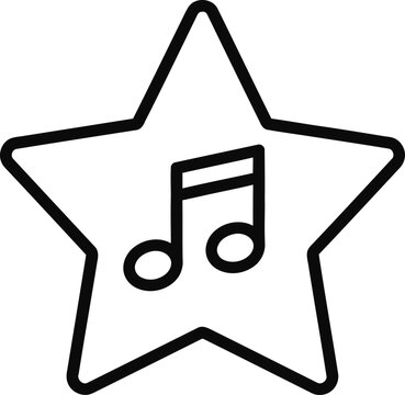 Black Star Icon with Music Note
