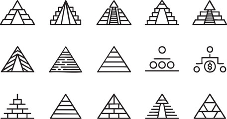 Fototapeta premium Minimal Hierarchy Icons for Corporate Strategy Charts Leadership Models and Planning Templates
