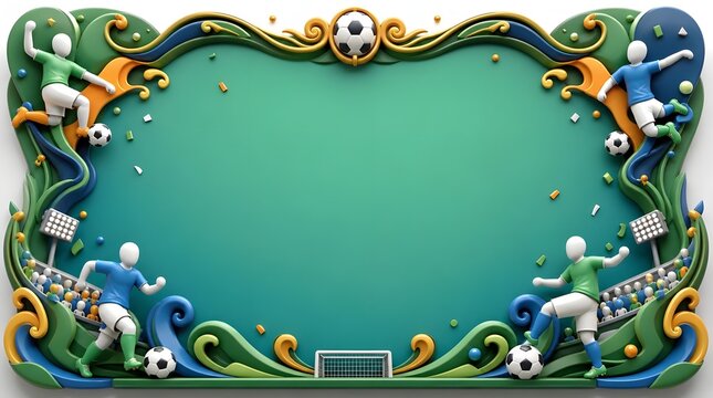Soccer Players Border Frame for Sports Designs