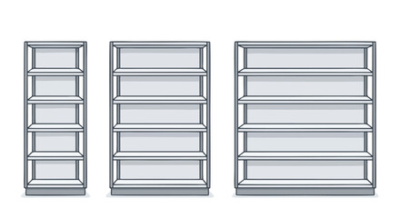 Empty Supermarket Shelves Set, Retail Store Display Rack Flat Vector Illustration Isolated © Amanda