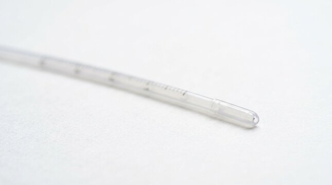 Intrauterine Insemination IUI Catheter on White Background &ndash; Fertility Treatment Medical Device Stock Photo
