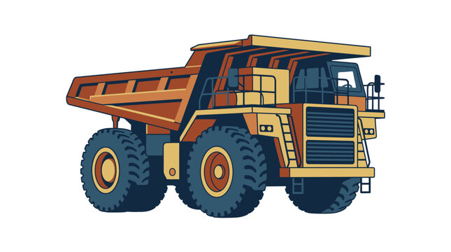 Large mining dump truck vehicle for heavy material transport