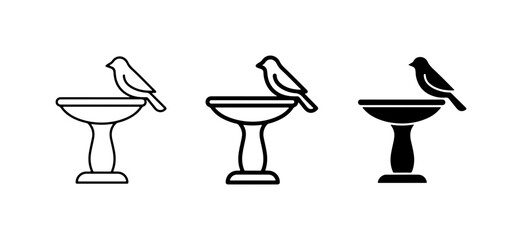 Bird Bath Icons, Simple Vector Graphics for Garden and Wildlife Design © Nilufa