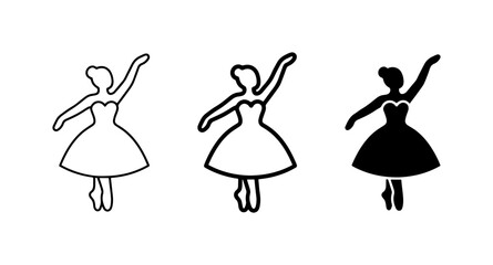 Ballet Dancer Icons, Silhouette and Outline, Elegant Pose, Vector Art for Performance and Dance Themes © sogir