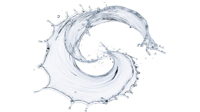 Clear water splash forming a swirling wave shape