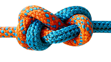 Orange and blue braided rope knot © Matthias