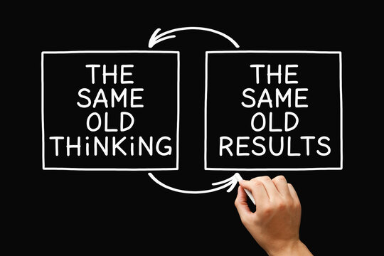 The Same Old Thinking The Same Old Results Motivational Concept
