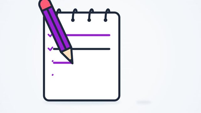 Minimalist notebook and purple pencil illustration for notes 4k