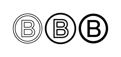 Three Circular 'B' Letter Icons, Simple Black and White Graphic Design Elements © Shahida
