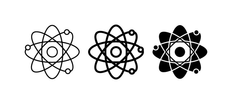 Atomic Structure Icons, Science Symbols, Chemistry Icons, Physics Icons, Vector Graphics