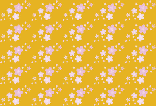 Seamless Sakura Pattern Background in gold