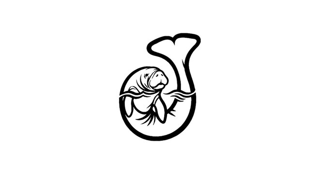 Elegant black and white fish logo design.