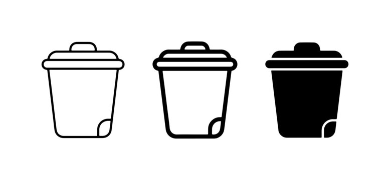Trash Can Icons: Delete, Remove, Recycle Bin Symbols, Vector Graphics