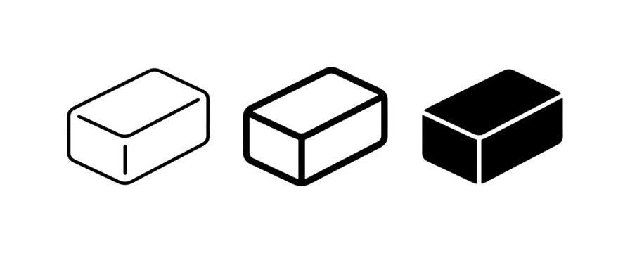Brick Icons, Building Blocks, Construction Elements, Simple Shapes, 3 Variations
