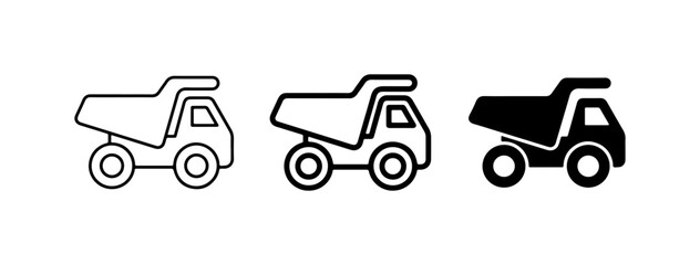 Dump Truck Icons, Construction Vehicle Graphics, Heavy Machinery Vector Set © Md