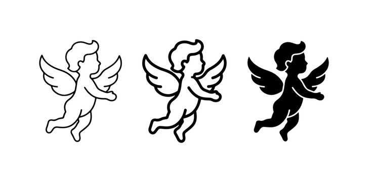 Cherub Icons, Angel Vector Art, Cupid Symbols, Love and Romance Graphics, Valentine's Day Design Elements