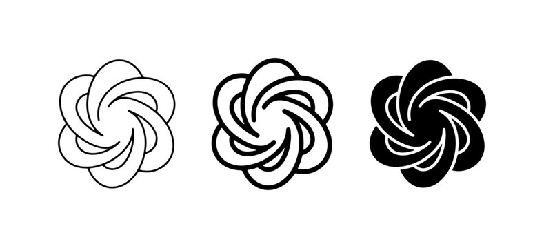 Abstract Geometric Flower Icons, Swirl Petal Logos, Infinite Loop Symbols, Vector Art