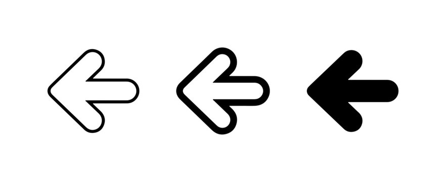 Directional Arrows Set, Left Arrow Icons, Navigation Symbols, Back Button Graphics