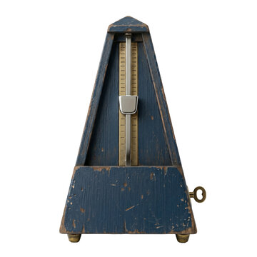 Vintage Wooden Acoustic Metronome in Navy Blue for Musical Timing and Rhythm