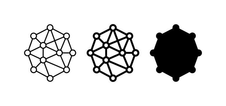 Network Connection Icons, Abstract Geometric Node System, Digital Data Structure