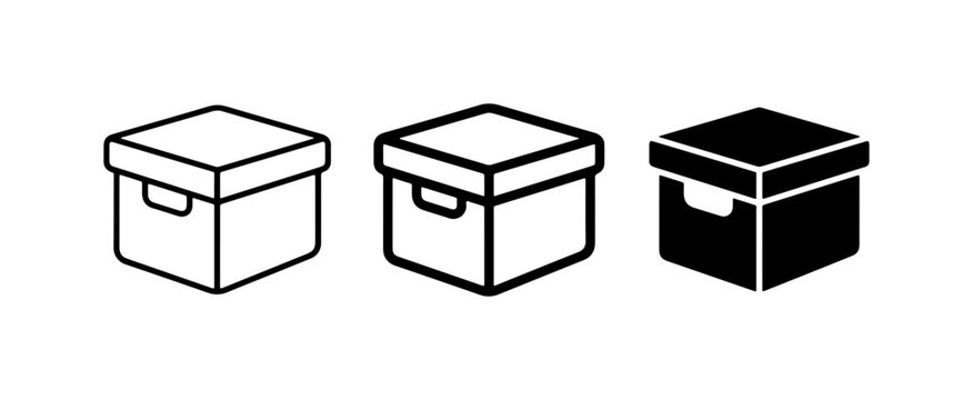 Storage Box Icons, Container Set, Packaging Graphics, Shipping Container Vector