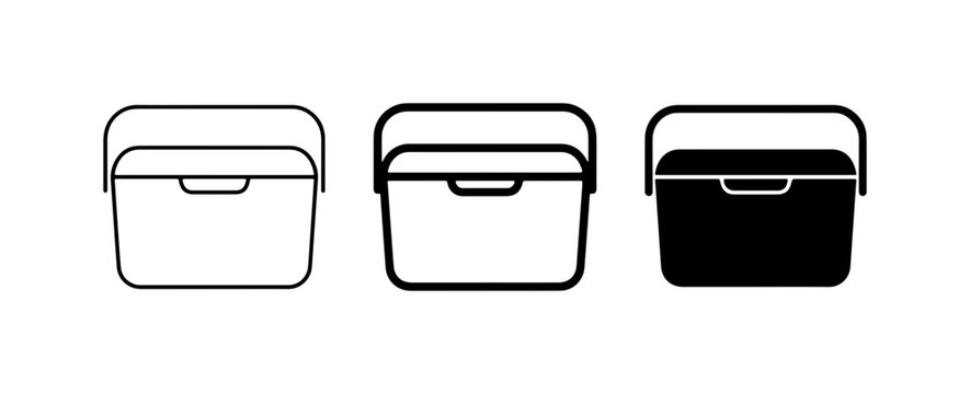 Cooler Box Icons, Portable Ice Chest Vector Graphics, Outdoor Picnic Container Set