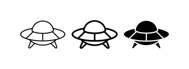 UFO Icons Set, Flying Saucer Vector Graphics, Alien Spaceship Symbols © Rafi