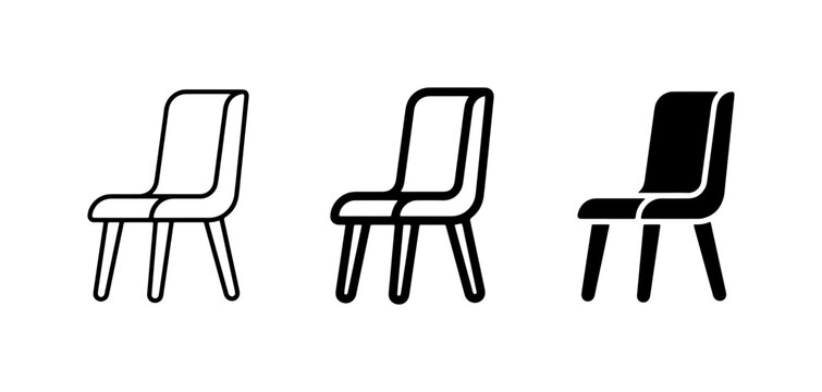 Modern Chair Icons, Minimalist Seating Vector Set, Simple Furniture Graphics