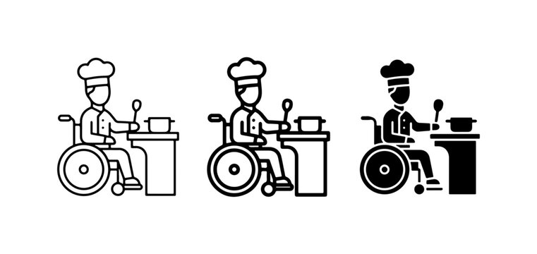 Chef in Wheelchair Cooking, Culinary Professional, Accessible Kitchen, Inclusive Food Service
