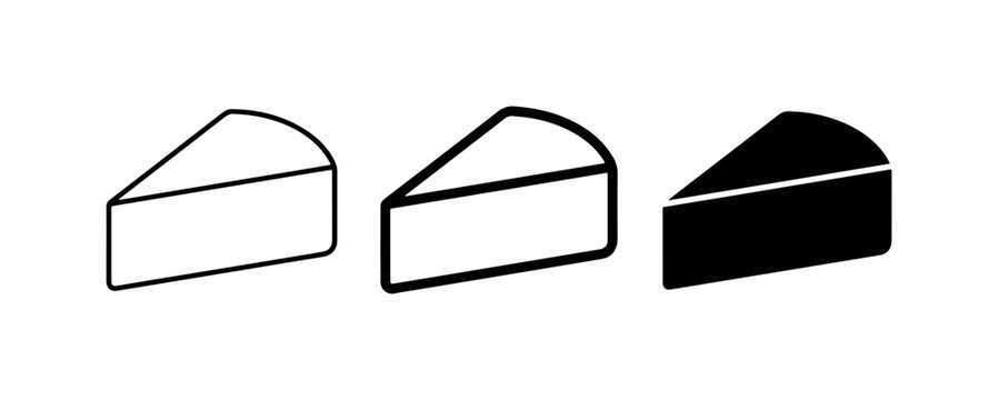 Cheese Slice Icons, Simple Vector Graphics for Food and Dairy Concepts