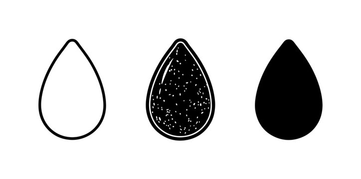 Water Drop Icons, Liquid Symbol Set, Fluid Shape Variations, Essential Graphic Elements