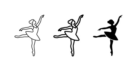 Ballet Dancer Poses Vector Icons, Elegant Female Dancer Silhouettes, Graceful Performance Art Graphics © Rafi