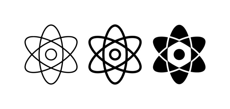Atom Icons, Science Symbols, Atomic Structure Vector Graphics, Chemistry, Physics